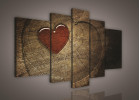 Srdce na dřevě 180 S4A - pětidílný